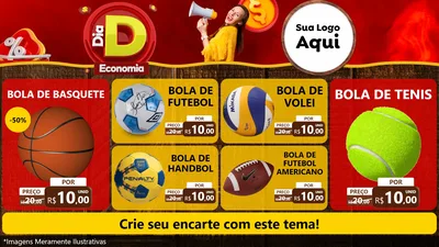 Modelo de TV para TV Horizontal com o tema Dia D Economia para Artigos Esportivos