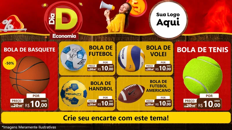 Modelo de TV para TV Horizontal com o tema Dia D Economia para Artigos Esportivos