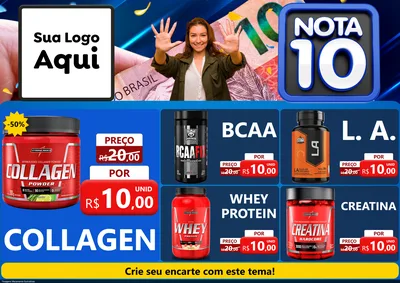 Modelo de Encarte para Encarte A4 Horizontal com o tema Nota 10 para Suplementos alimentares