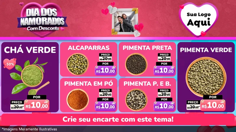 Modelo de TV para TV Horizontal com o tema Dia Dos Namorados Com Desconto para Produtos Naturais