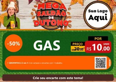 Modelo de Cartaz para Cartaz A4 Horizontal com o tema Mega Saldão de Outono para Água e gás