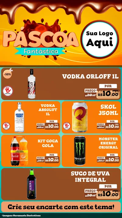 Modelo de TV para TV Vertical com o tema Páscoa Fantástica para Distribuidora de bebidas