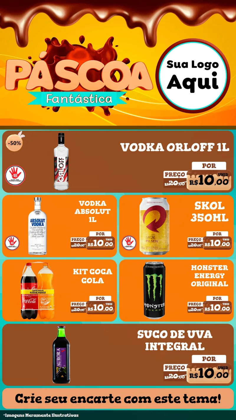 Modelo de TV para TV Vertical com o tema Páscoa Fantástica para Distribuidora de bebidas