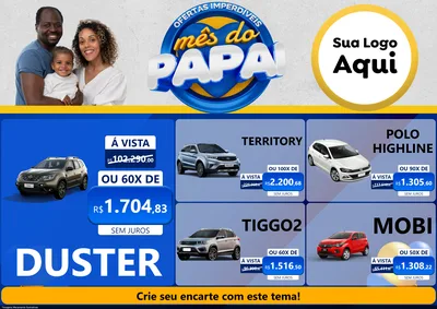 Modelo de Encarte para Encarte A4 Horizontal com o tema Ofertas Imperdíveis Mês Do Papai para Concessionaria de Carros