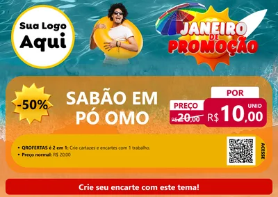 Modelo de Cartaz para Cartaz A4 Horizontal com o tema Janeiro de Promoção para Produtos de Limpeza