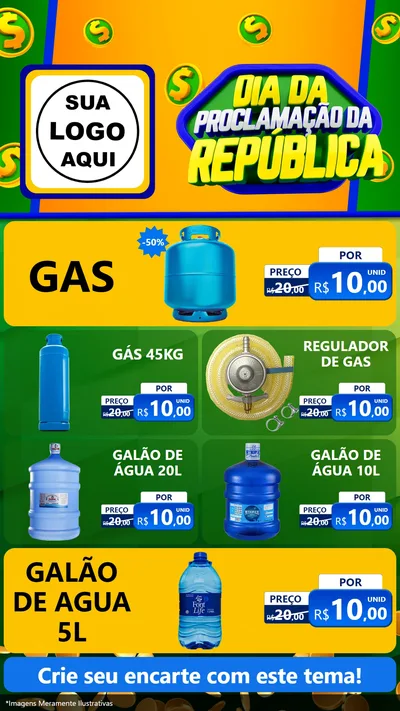 Modelo de TV para TV Vertical com o tema Dia Da Proclamação da República para Água e gás