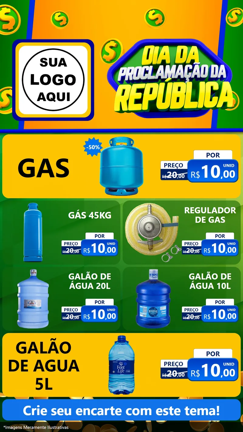 Modelo de TV para TV Vertical com o tema Dia Da Proclamação da República para Água e gás