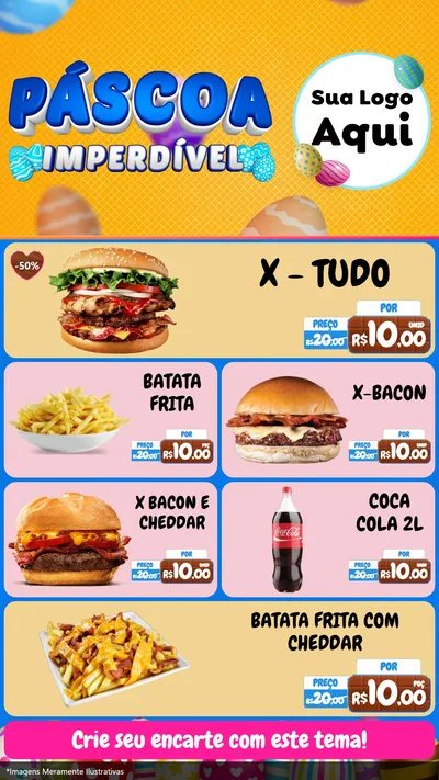 Modelo de TV para TV Vertical com o tema Páscoa Imperdível para Hamburgueria