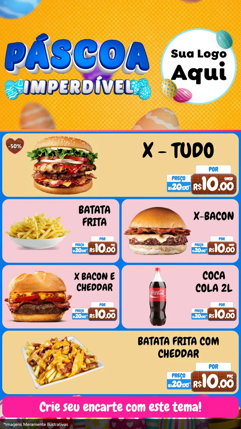 Modelo de TV para TV Vertical com o tema Páscoa Imperdível para Hamburgueria