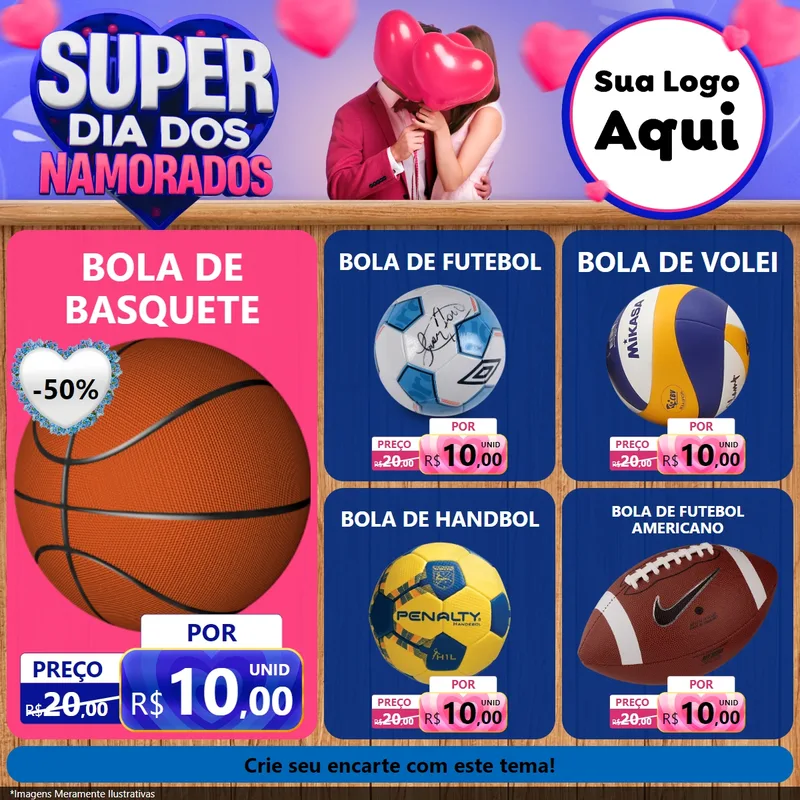 Modelo de Rede Social para Feed Facebook com o tema Super Dia dos Namorados para Artigos Esportivos
