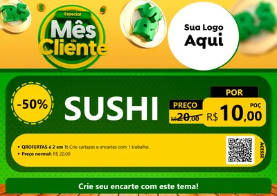 Modelo de Cartaz para Cartaz A4 Horizontal com o tema Especial Mês do Cliente para Comida japonesa