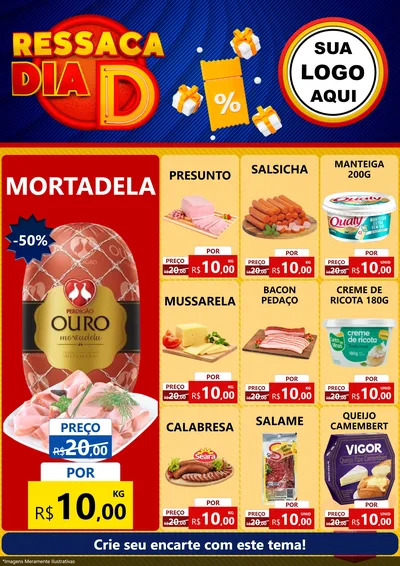 Modelo de Encarte para Encarte A4 Vertical com o tema Ressaca Dia D para Frios e Laticínios