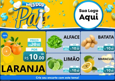 Modelo de Encarte para Encarte A4 Horizontal com o tema Mês dos Pais para Hortifrúti