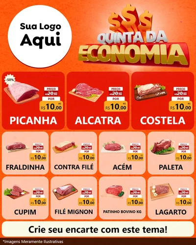 Modelo de Rede Social para Feed Instagram com o tema Quinta da Economia para Açougue