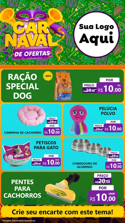 Modelo de TV para TV Vertical com o tema Carnaval de Ofertas para Pet Shop