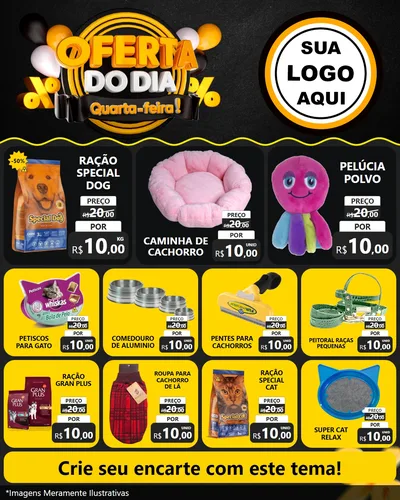 Modelo de Rede Social para Feed Instagram com o tema Oferta do Dia - Quarta Feira! para Pet Shop
