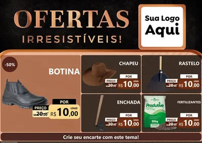 Modelo de Encarte para Encarte A4 Horizontal com o tema Ofertas Irresistíveis! para Agropecuária