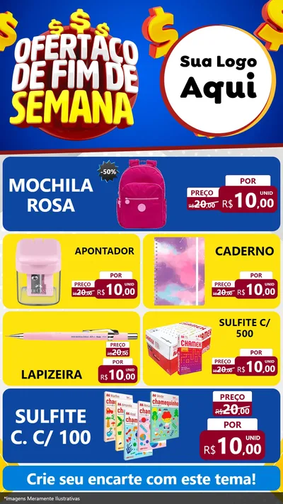 Modelo de TV para TV Vertical com o tema Ofertaço de Fim de Semana para Papelaria