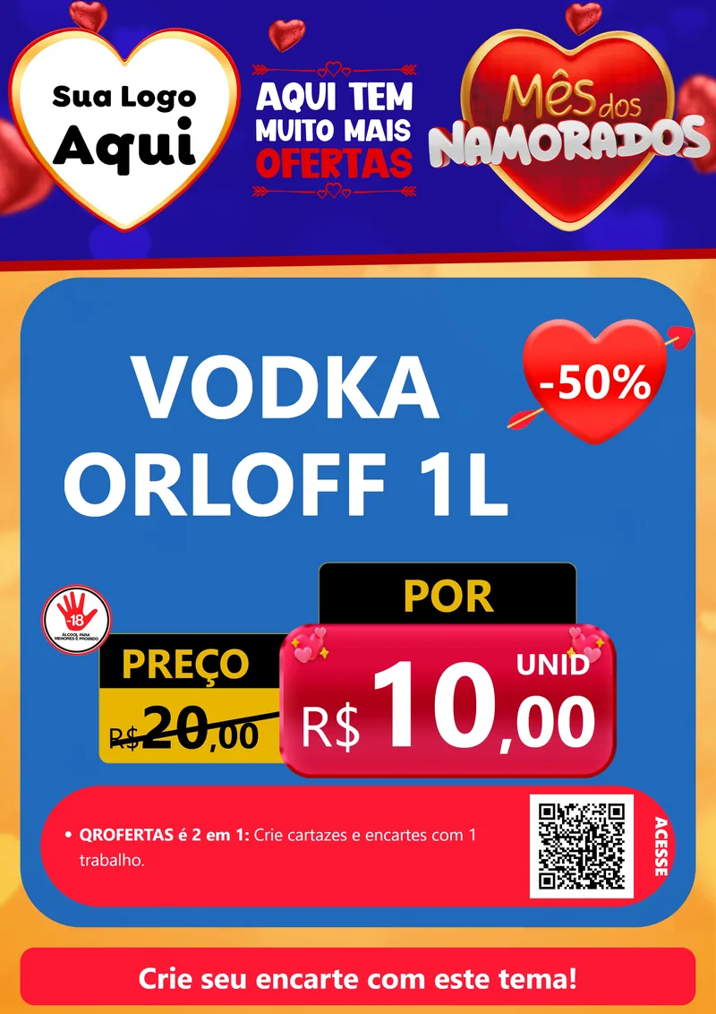 Modelo de Cartaz para Cartaz A4 Vertical com o tema Mês dos Namorados para Distribuidora de bebidas