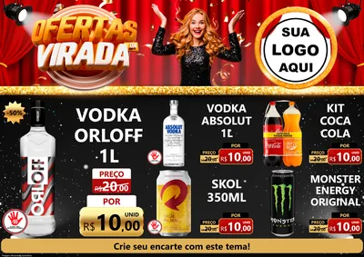 Modelo de Encarte para Encarte A4 Horizontal com o tema Ofertas da Virada para Distribuidora de bebidas
