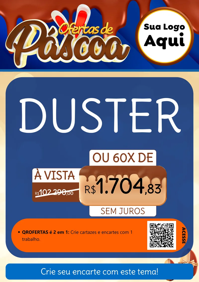 Modelo de Cartaz para Cartaz A4 Vertical com o tema Ofertas de Páscoa para Concessionaria de Carros