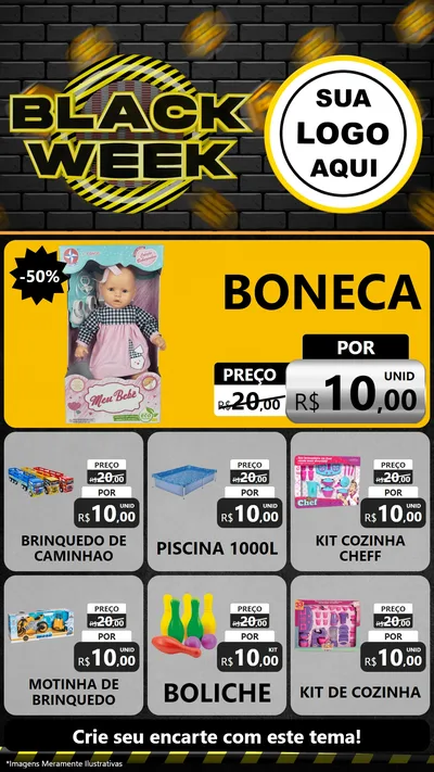 Modelo de Rede Social para Stories com o tema Black Week para Brinquedos
