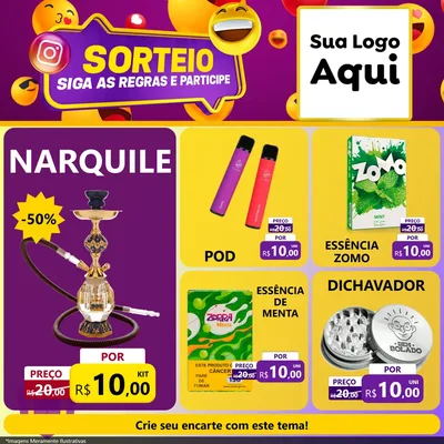 Modelo de Rede Social para Feed Facebook com o tema Sorteio para Tabacaria