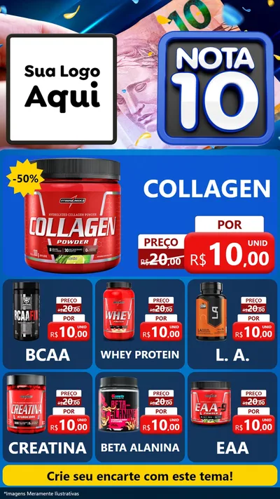 Modelo de Rede Social para Stories com o tema Nota 10 para Suplementos alimentares