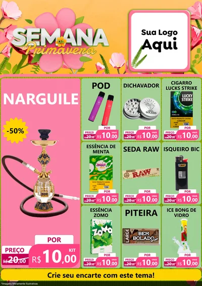 Modelo de Encarte para Encarte A4 Vertical com o tema Semana da Primavera para Tabacaria