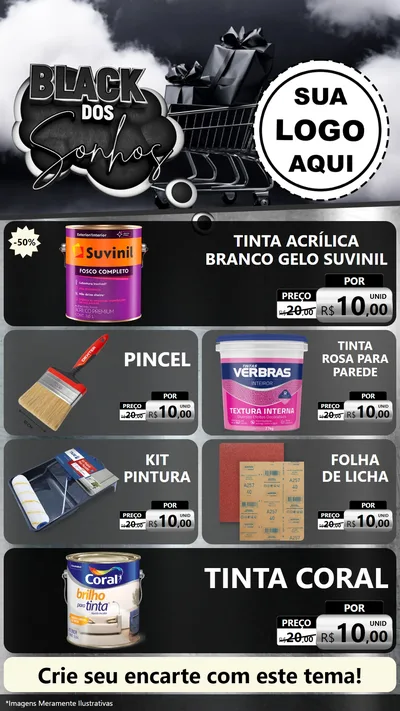 Modelo de TV para TV Vertical com o tema Black dos Sonhos para Tintas e Ferramentas