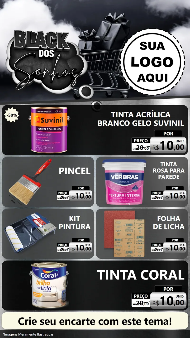 Modelo de TV para TV Vertical com o tema Black dos Sonhos para Tintas e Ferramentas