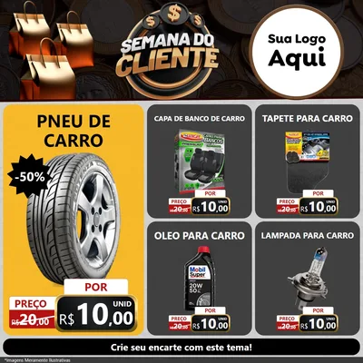 Modelo de Rede Social para Feed Facebook com o tema Semana do Cliente para Auto peças