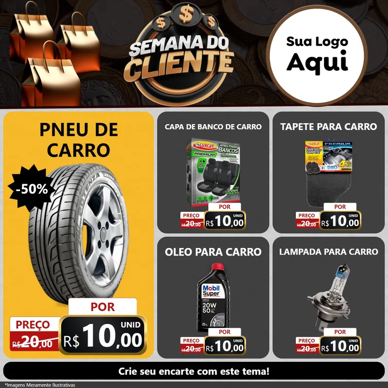 Modelo de Rede Social para Feed Facebook com o tema Semana do Cliente para Auto peças