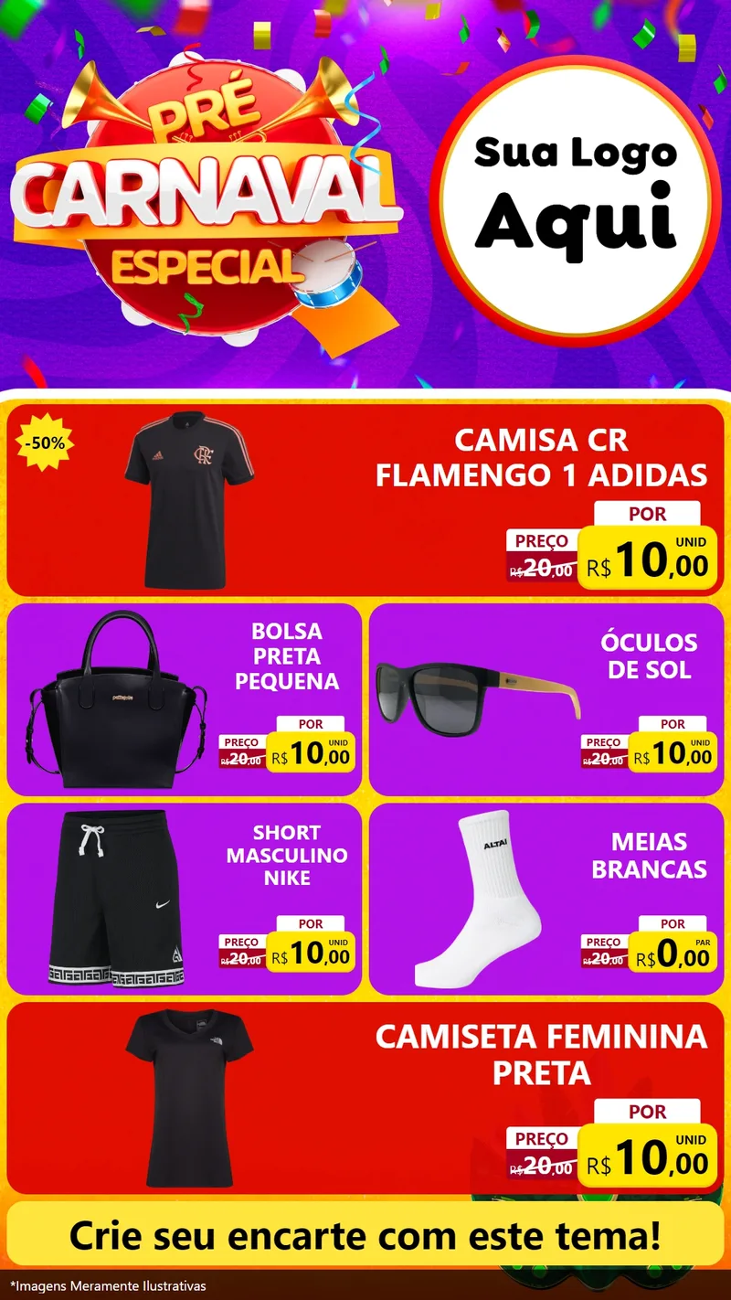 Modelo de TV para TV Vertical com o tema Pré-Carnaval Especial para Roupas e acessórios