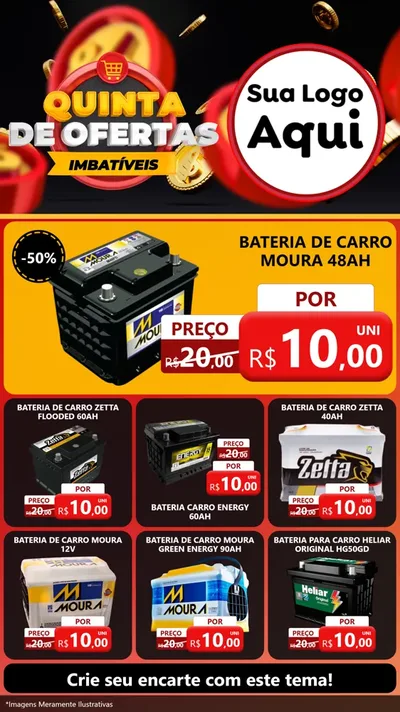 Modelo de Rede Social para Stories com o tema Quinta de Ofertas Imbatíveis para Baterias Elétricas
