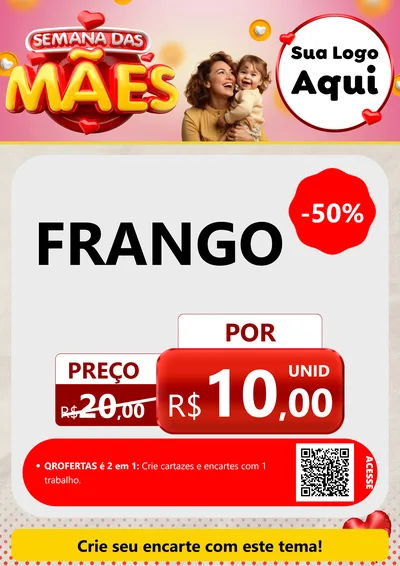 Modelo de Cartaz para Cartaz A4 Vertical com o tema Semana das Mães para Assados
