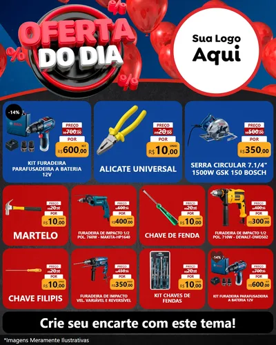 Modelo de Rede Social para Feed Instagram com o tema Oferta do Dia para Maquinas e Ferramentas
