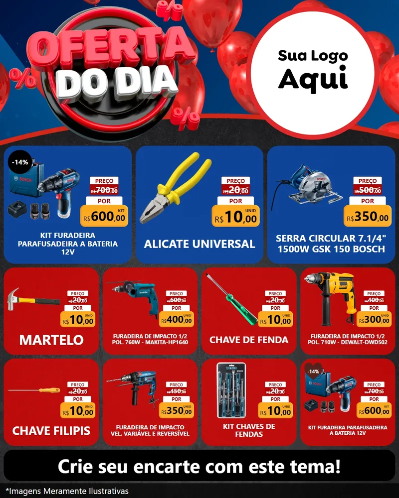 Modelo de Rede Social para Feed Instagram com o tema Oferta do Dia para Maquinas e Ferramentas