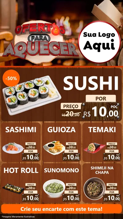 Modelo de Rede Social para Stories com o tema Ofertas Para Aquecer para Comida japonesa