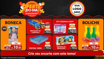 Modelo de TV para TV Horizontal com o tema Oferta do Dia - Só hoje, Aproveite! para Brinquedos