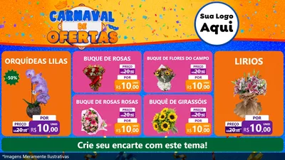 Modelo de TV para TV Horizontal com o tema Carnaval de Ofertas para Floricultura e jardim