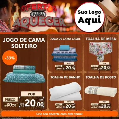 Modelo de Rede Social para Feed Facebook com o tema Ofertas Para Aquecer para Cama, Mesa e Banho