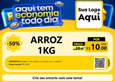 Modelo de Cartaz para Cartaz A4 Horizontal com o tema Aqui Tem Economia Todo Dia para Supermercado