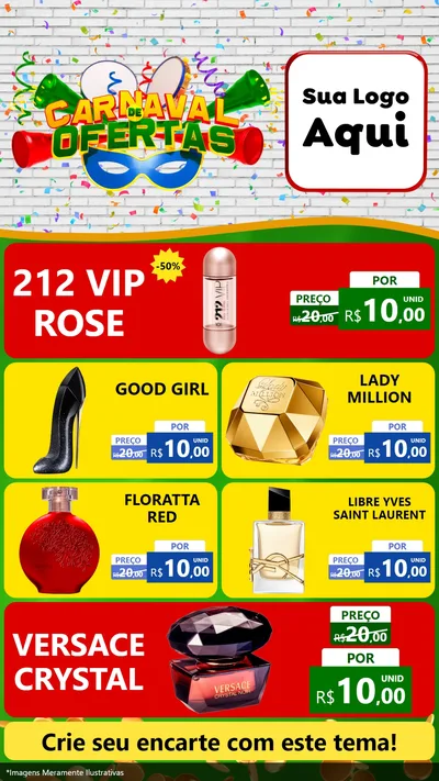 Modelo de TV para TV Vertical com o tema Carnaval de Ofertas para Perfumes