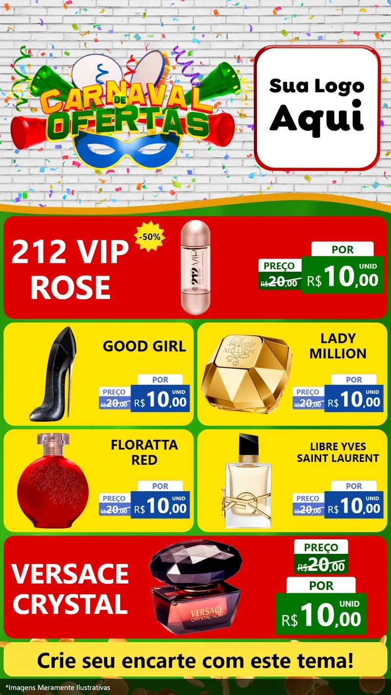 Modelo de TV para TV Vertical com o tema Carnaval de Ofertas para Perfumes