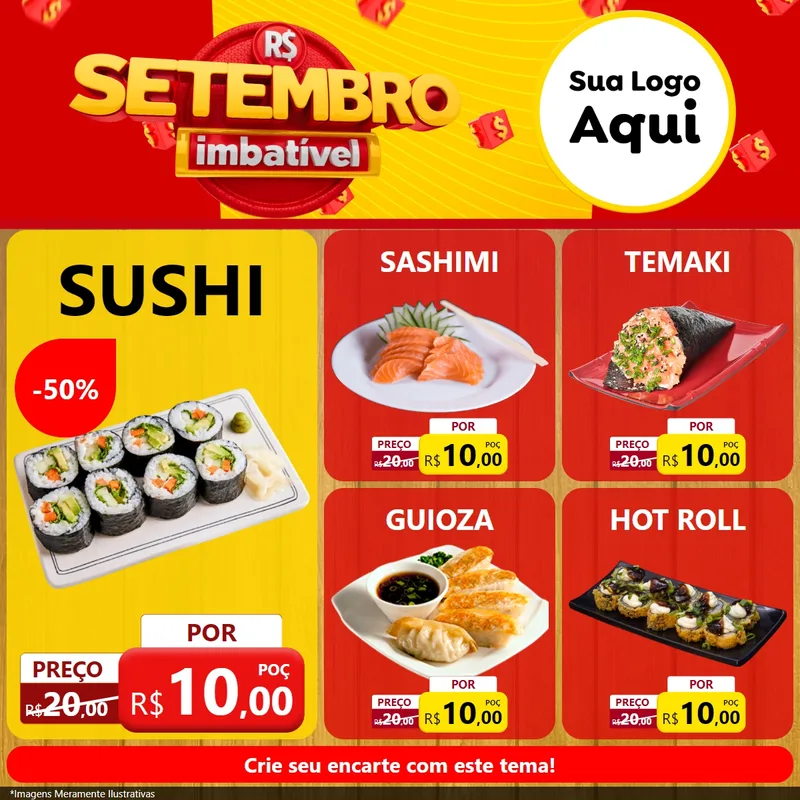 Modelo de Rede Social para Feed Facebook com o tema Setembro Imbatível para Comida japonesa