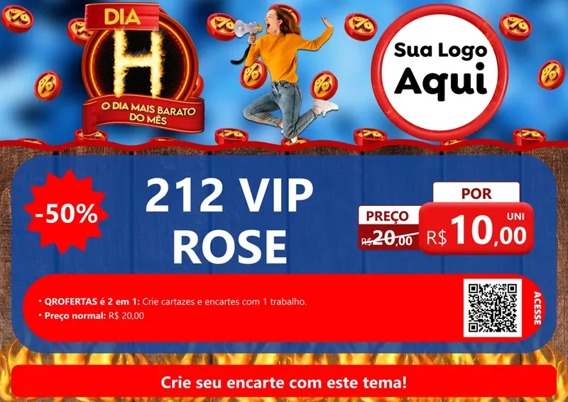 Modelo de Cartaz para Cartaz A4 Horizontal com o tema Dia H - O Dia Mais Barato Do Mês para Perfumes