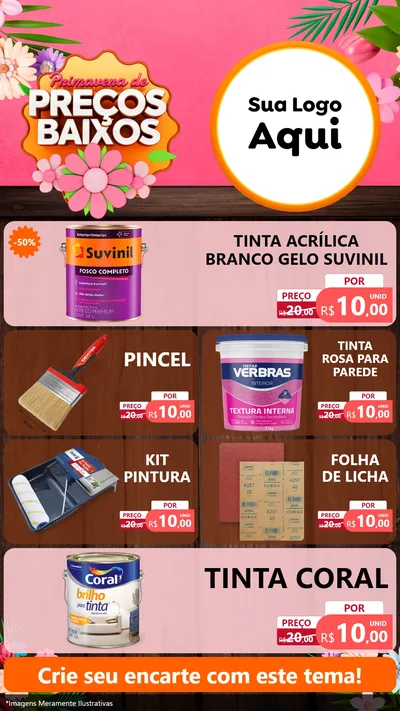 Modelo de TV para TV Vertical com o tema Primavera de Preços Baixos para Tintas e Ferramentas