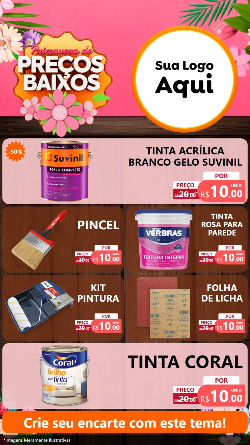 Modelo de TV para TV Vertical com o tema Primavera de Preços Baixos para Tintas e Ferramentas