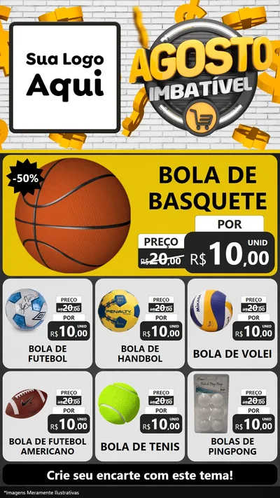 Modelo de Rede Social para Stories com o tema Agosto imbatível para Artigos Esportivos